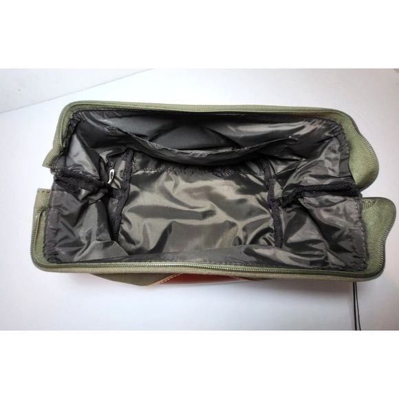 NWT Canyon Outback Olive Green Canvas Brown Leather Men's Toiletry Bag Zipper - Picture 7 of 9